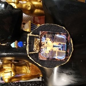 Black denim fabric king tut Paper water Resistant jewelry earrings